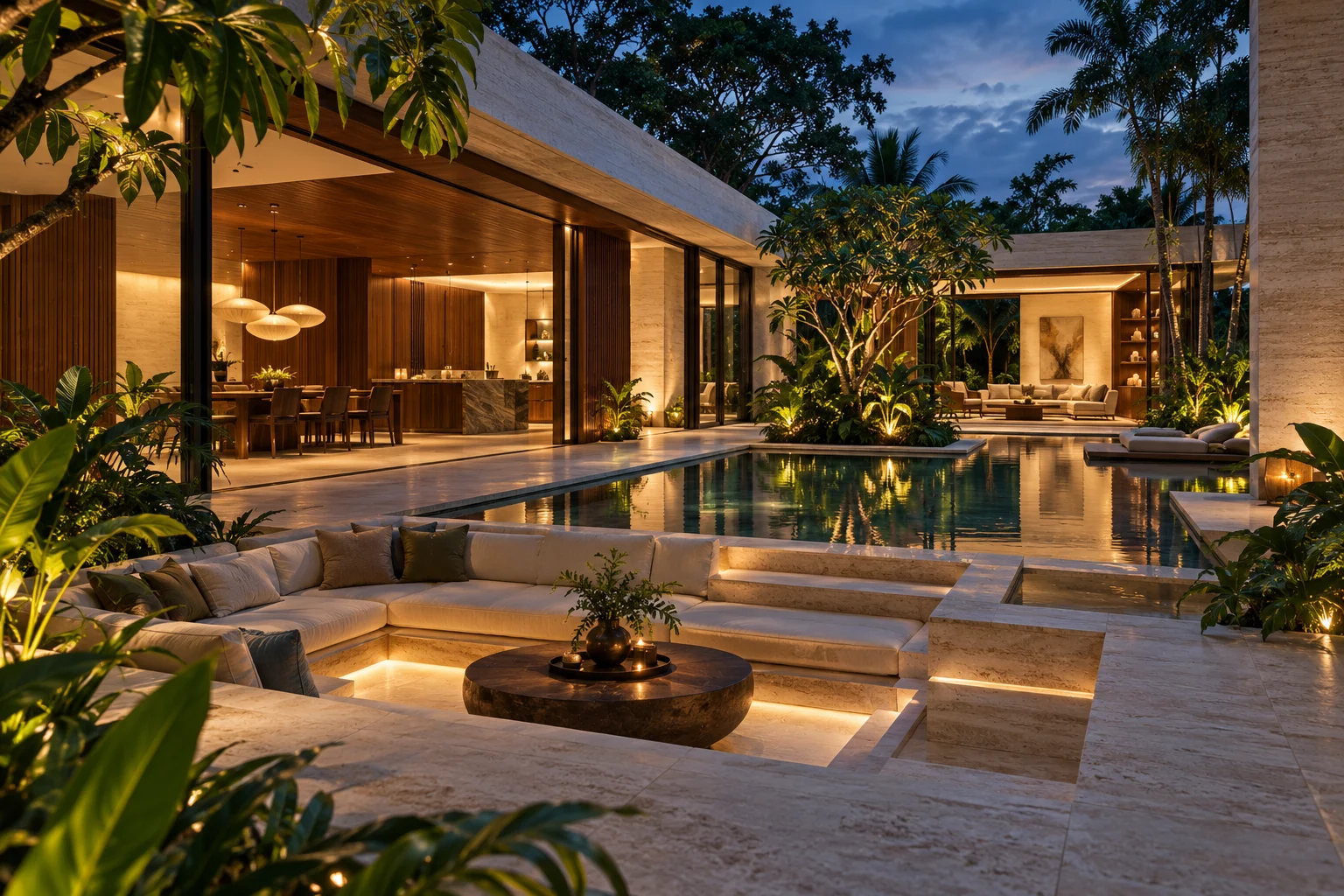 Cinematic courtyard home and interior design concept